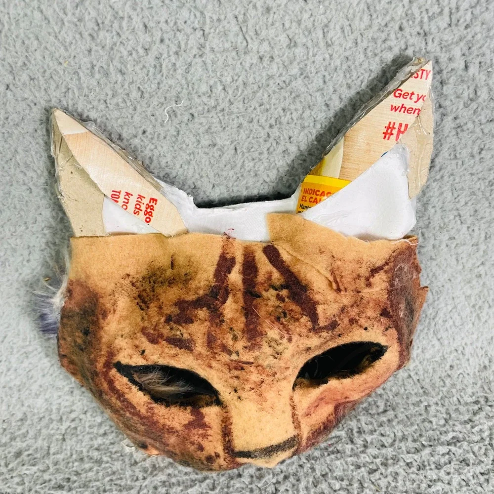 Felt Cat Therian Mask Handmade Costume Cosplay Feline‎ Halloween Party